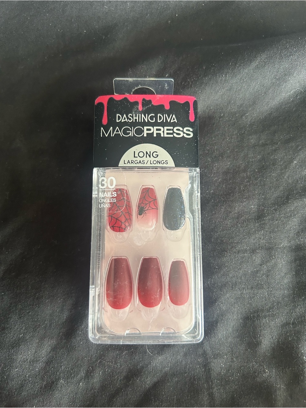 Dashing Diva MagicPress Long Press-On Nails in Red & Black